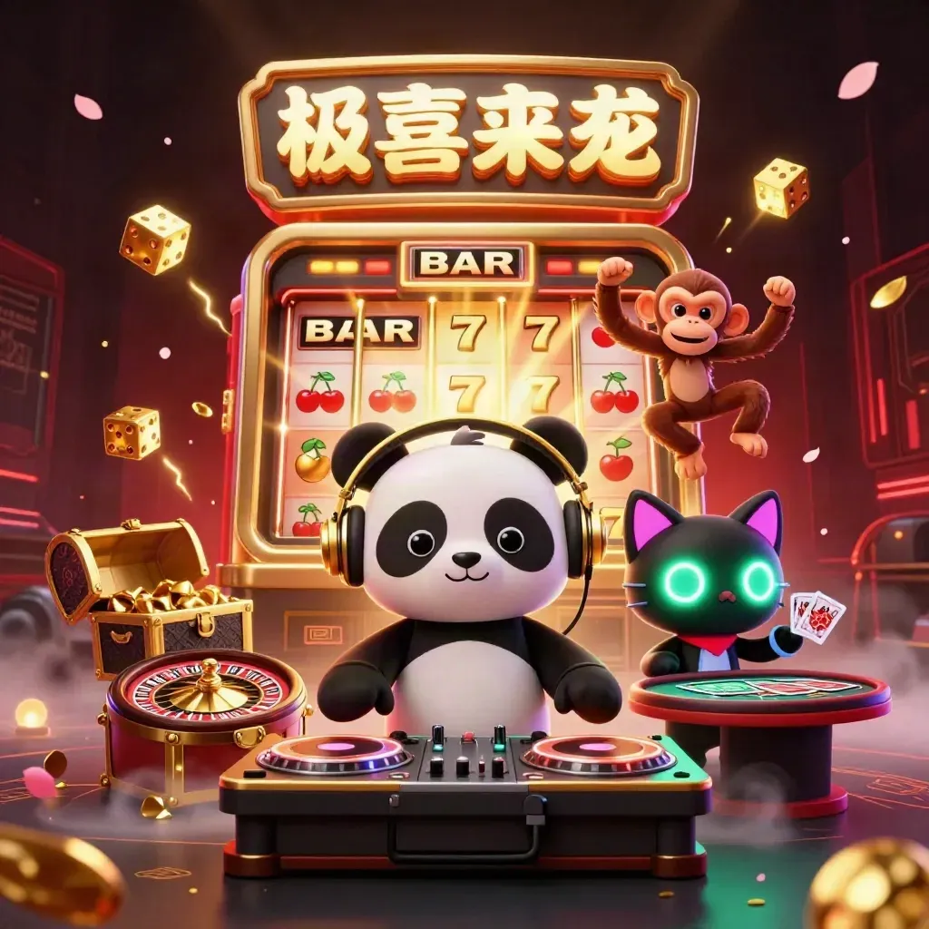 Panda DJ, monyet breakdance, dan kucing rave di kasino emas mewah.